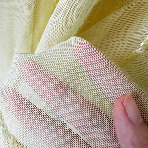 Vintage Y2K Yellow Halter Beaded Sequin Mesh Bodycon Maxi Prom Dress Size XS/S - Picture 9 of 14